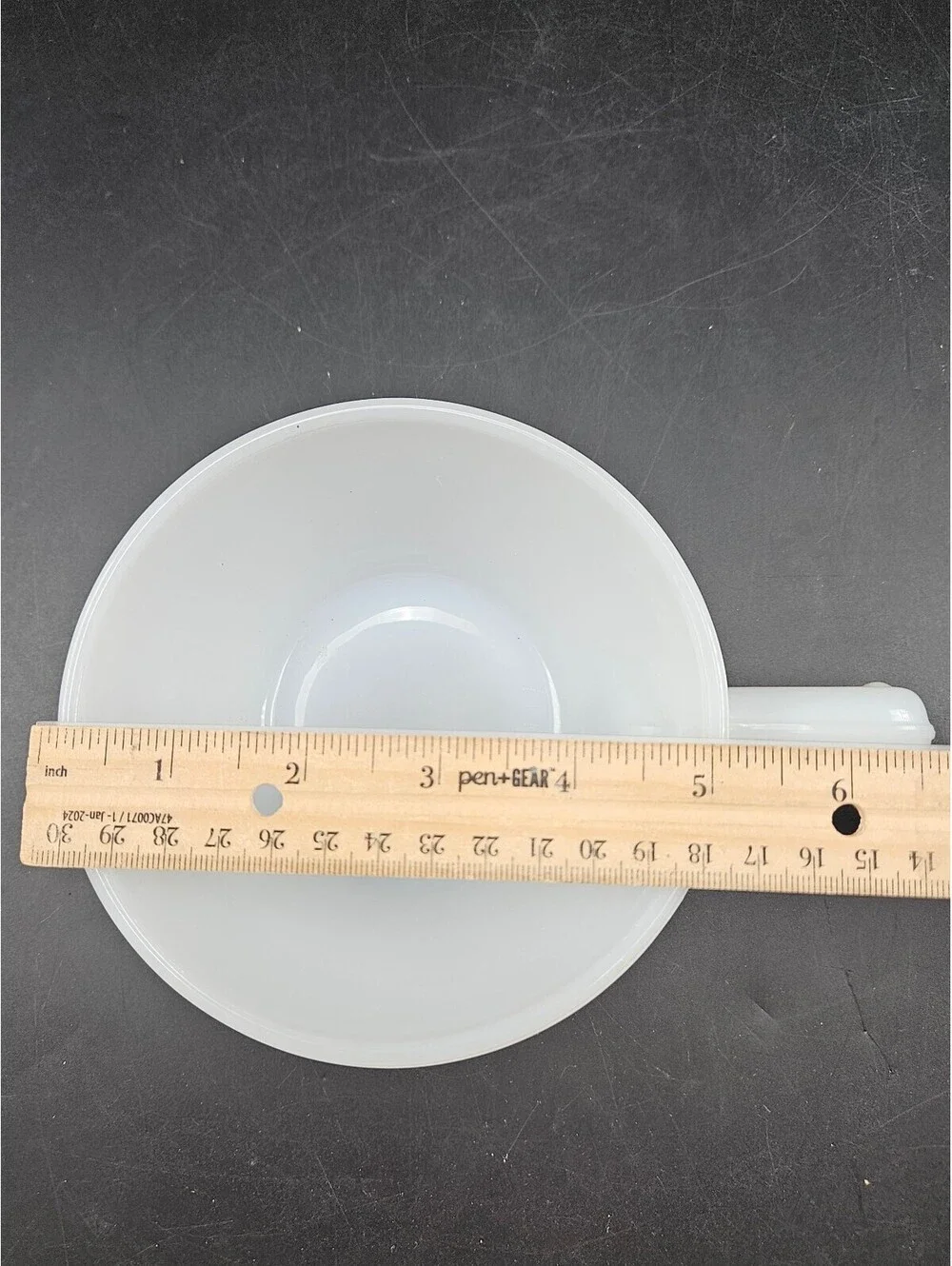 Set of 4 Fire-King Anchor Hocking White Milk Glass Handled Soup Chili Bowls #22